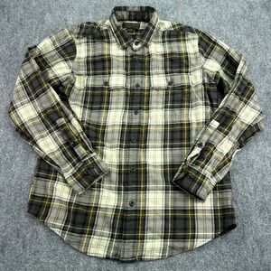 Filson Shirt Mens Medium Green Plaid Double Pocket Cotton Button Up